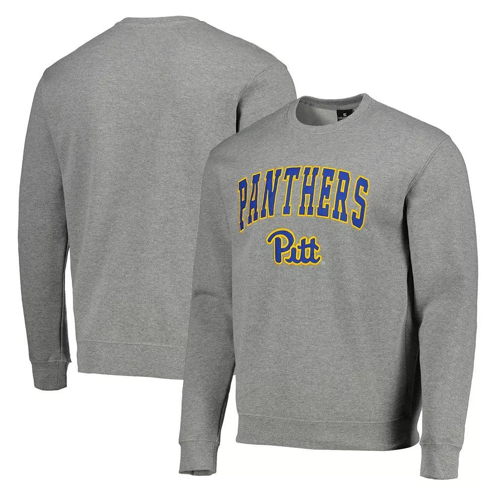 Men's Colosseum Heathered Gray Pitt Panthers Arch & Logo Sweatshirt, Size: XL, Grey Product Image