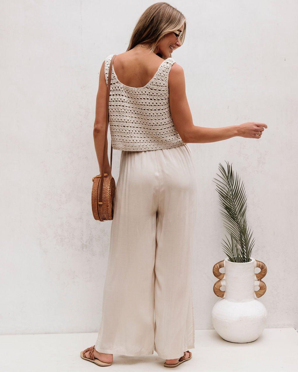 Cream Crochet Slit Jumpsuit Product Image