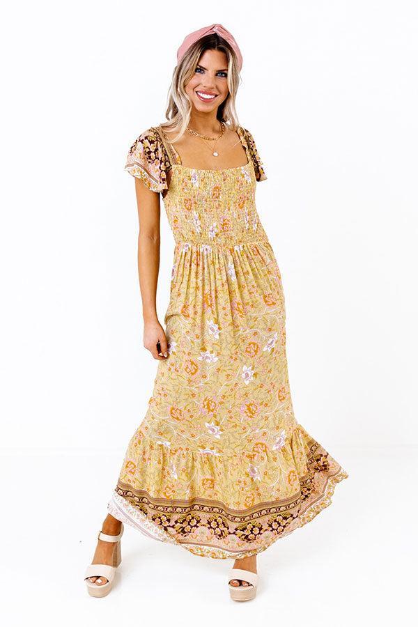 Sea Divine Smocked Maxi In Primrose Yellow Product Image
