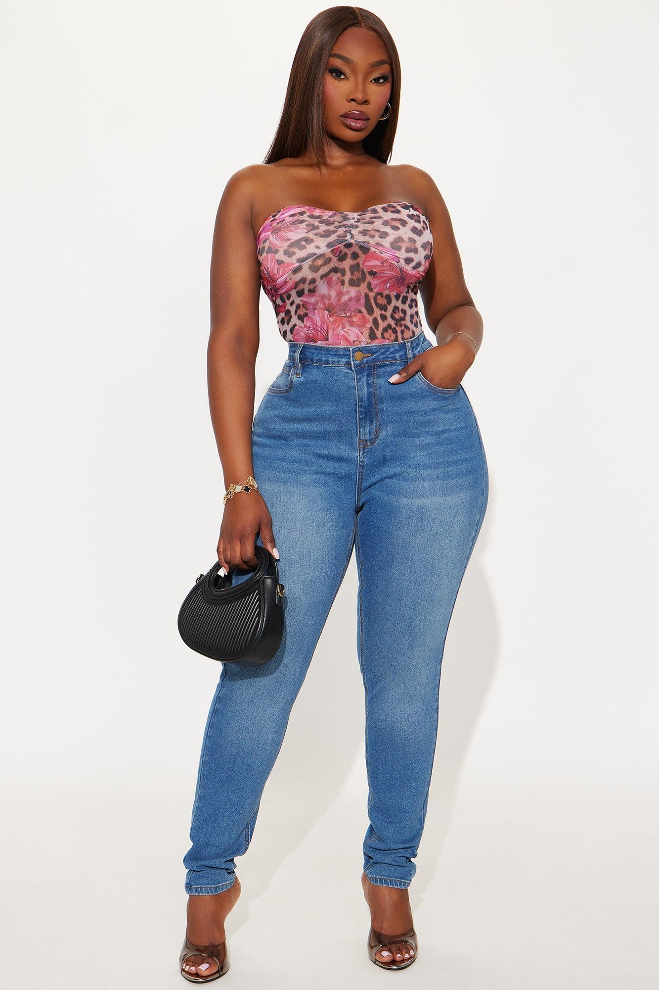 Catwalk Leopard Strapless Mesh Bodysuit - Leopard Product Image