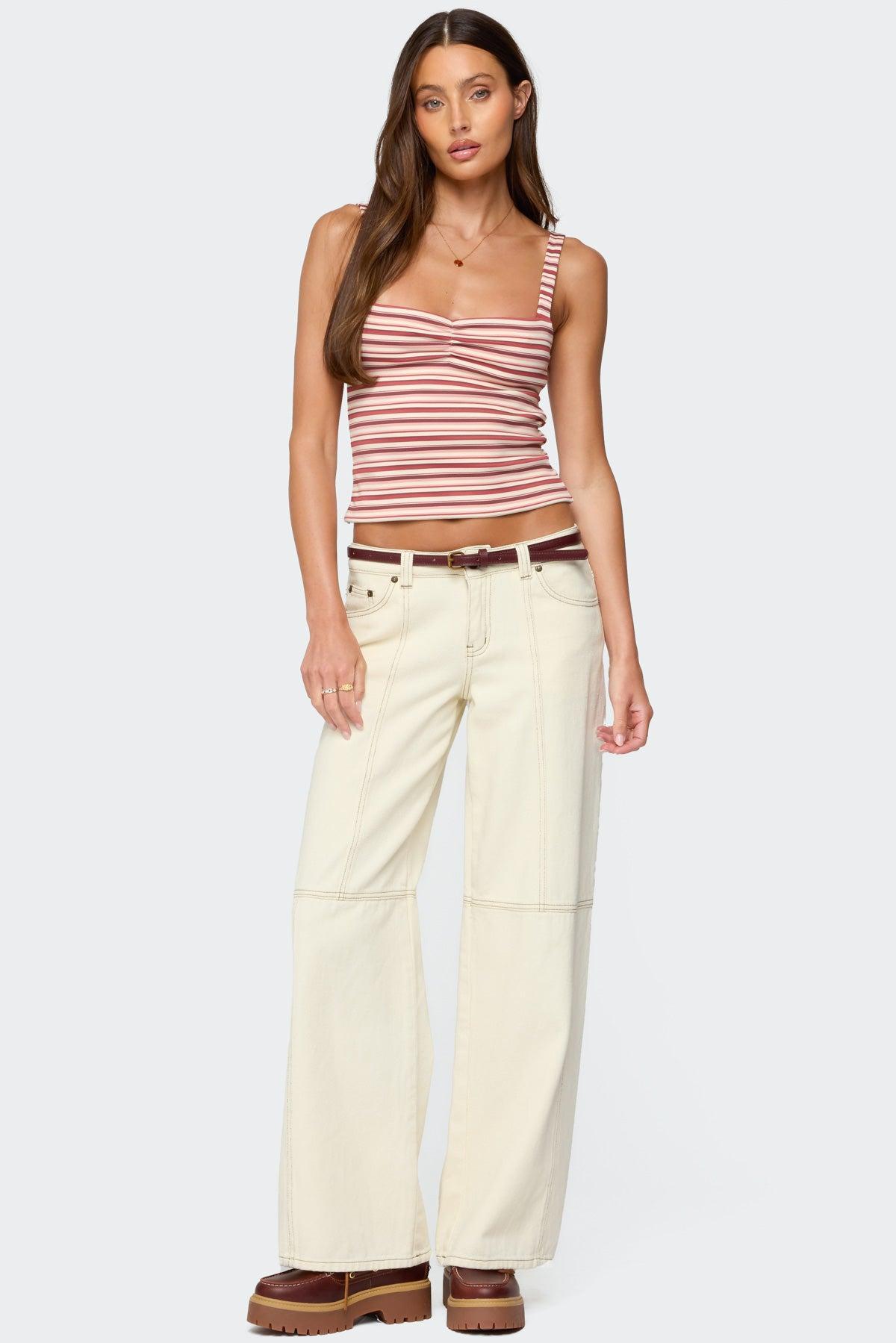 Adelia Striped Ruched Tank Top Product Image