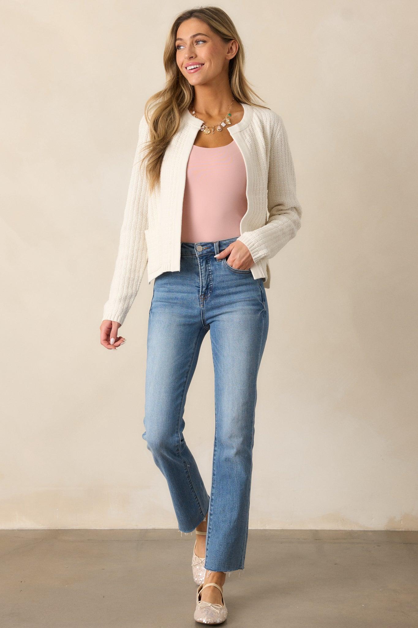 Which Chapter Ivory Knit Cardigan Product Image