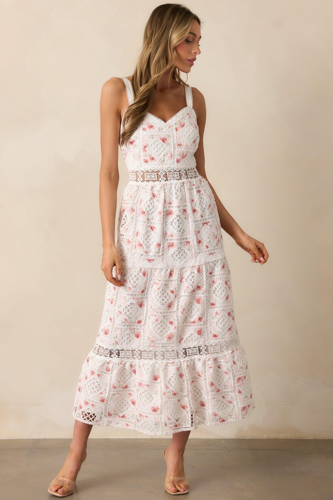 Classical Ballet White Embroidered Maxi Dress Product Image