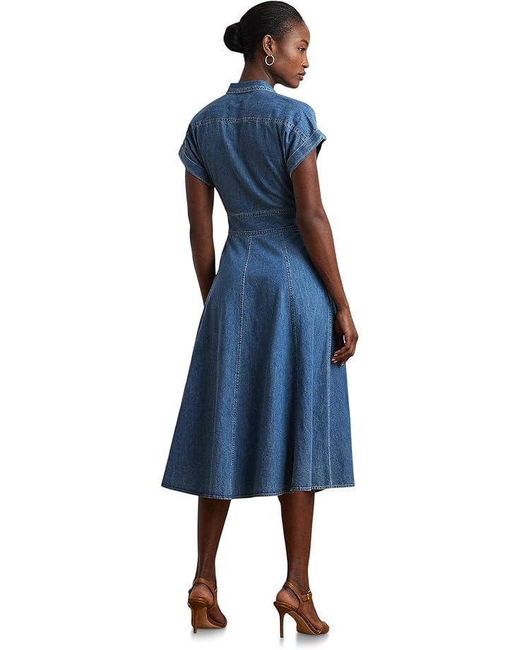 Denim Surplice Midi Dress Product Image