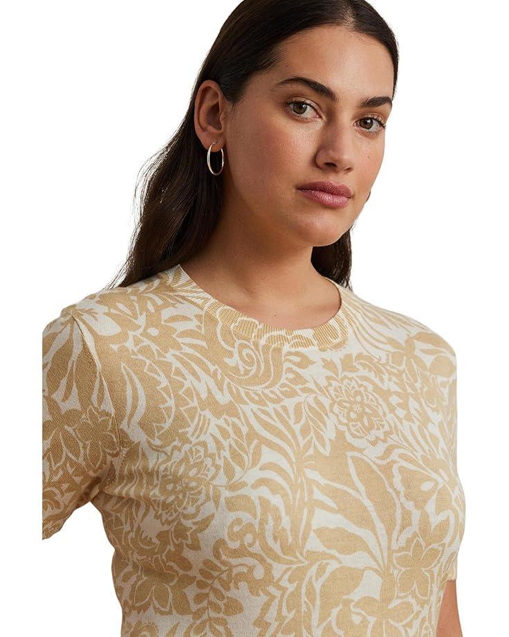 Print Cotton-blend Short-sleeve Sweater Product Image