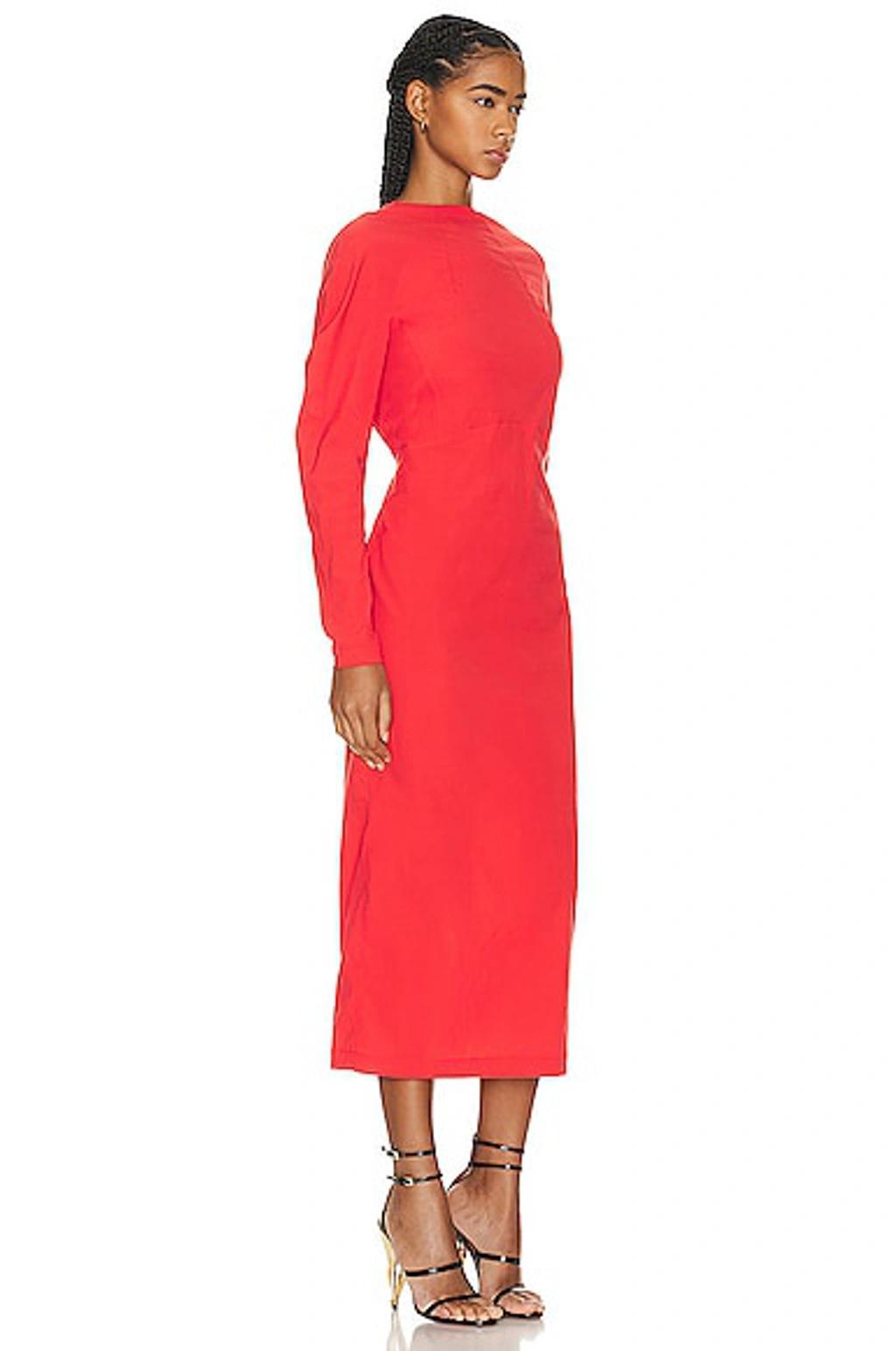 ALAÏA Long Sleeve Midi Dress In Rouge Product Image