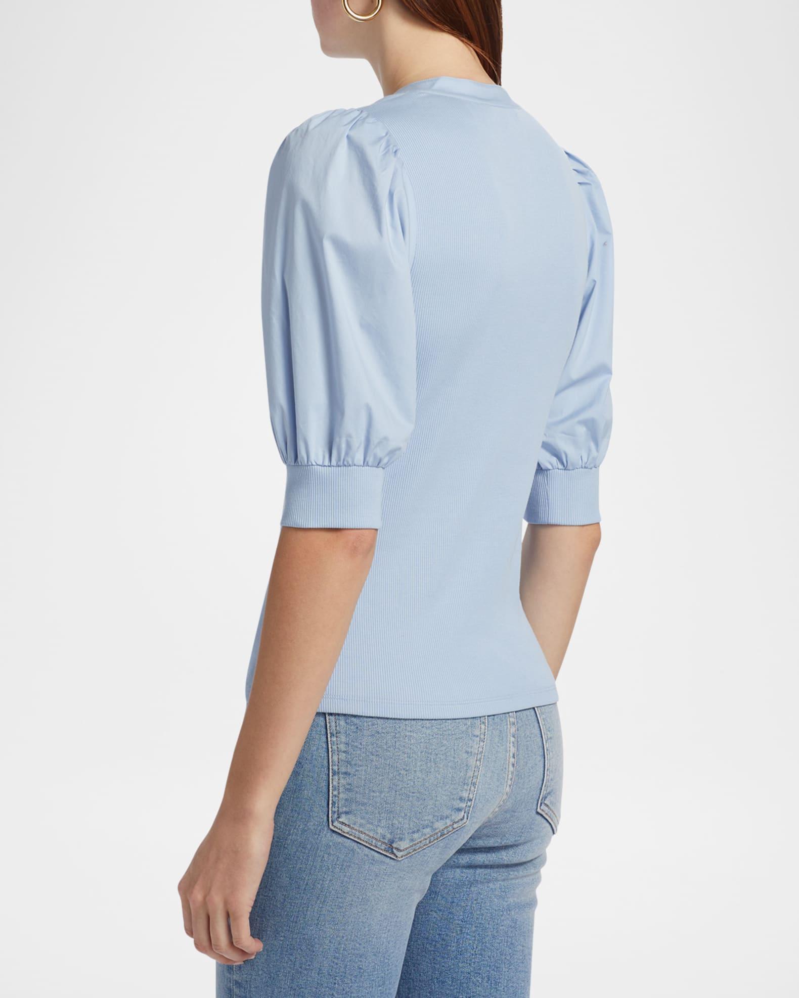 Coralee Puff Sleeve Button-Front Top Product Image