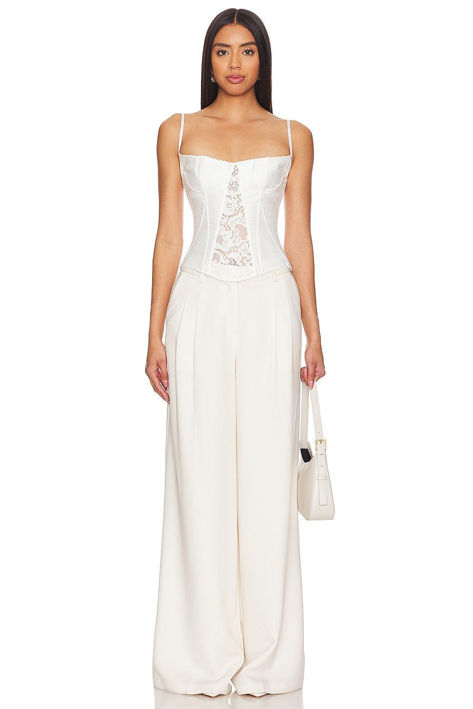 Linen And Lace Bustier Top Rozie Corsets Product Image