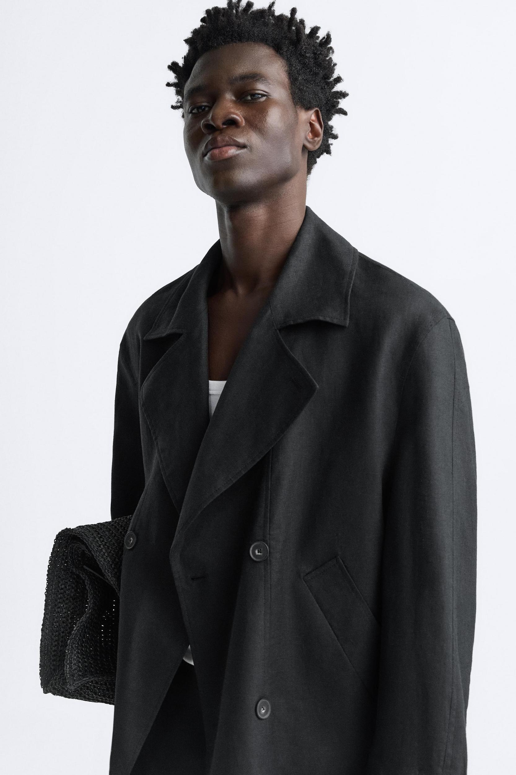 100% LINEN SHORT TRENCH COAT Product Image