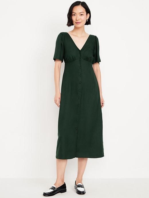 Button-Down Crepe Midi Dress Product Image