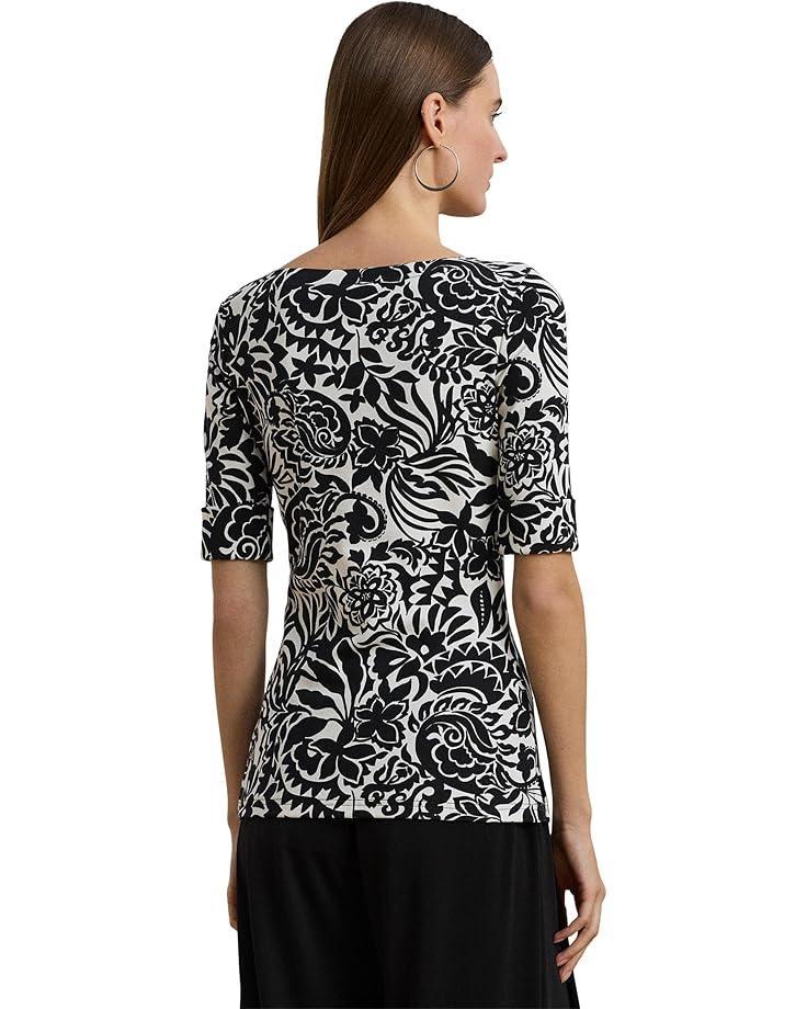 Floral Stretch Cotton Boatneck Tee Product Image