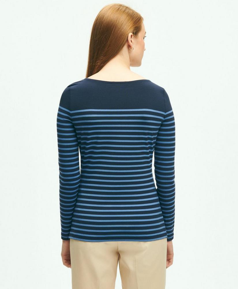 Cotton Modal Mariner Stripe Boatneck Top Product Image