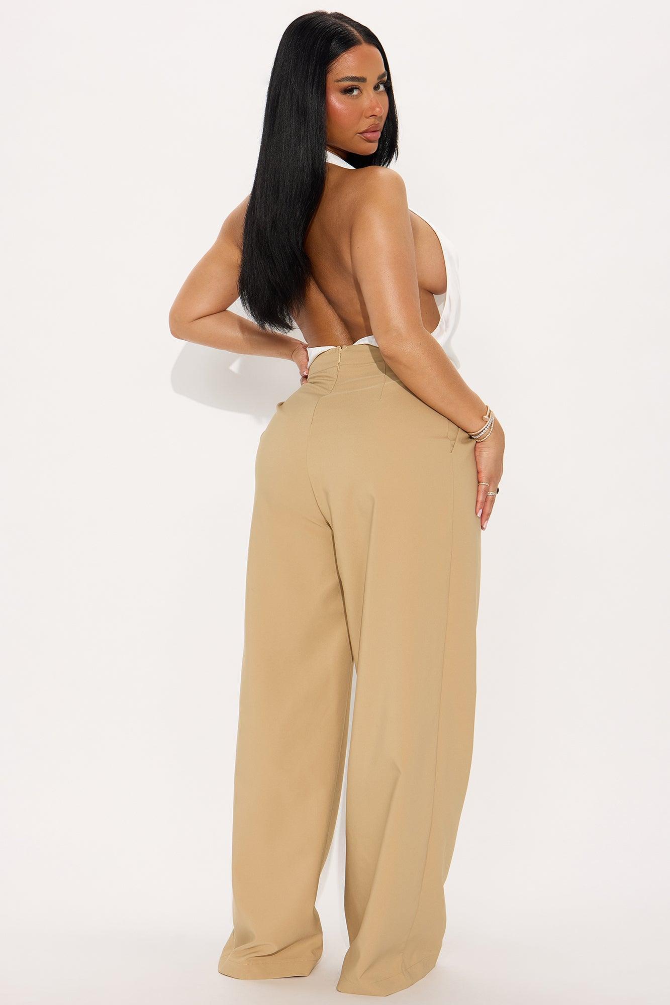 Eyes On The Prize Halter Jumpsuit - Taupe/combo Product Image