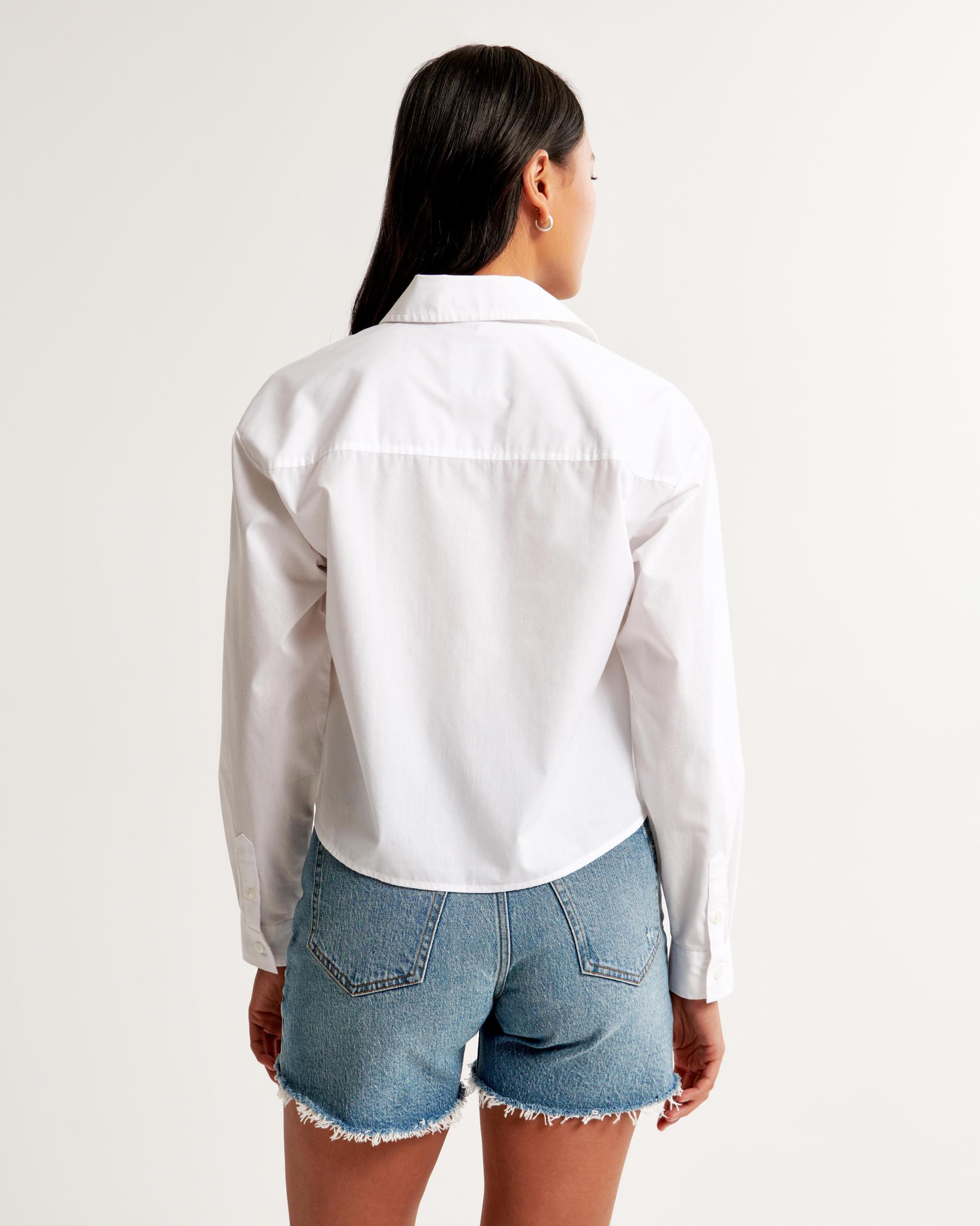 Oversized Cropped Poplin Shirt Product Image