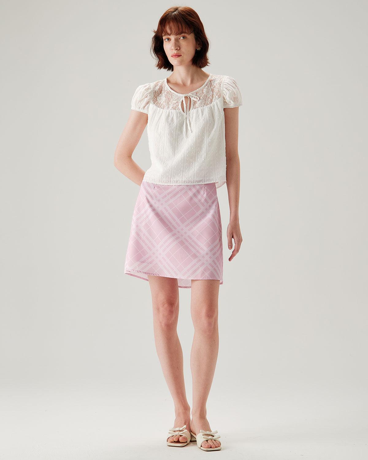 White Lace Puffed Sleeve Tee Product Image