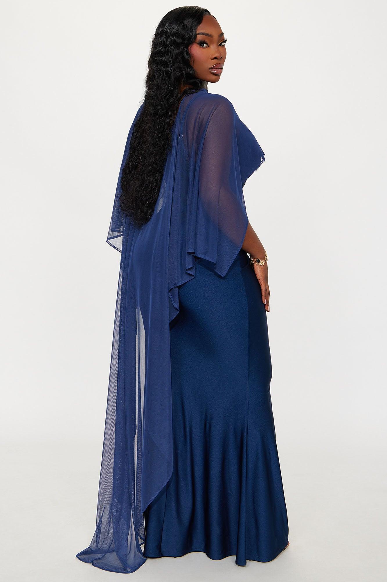 Staying True Satin Maxi Dress - Navy Female Product Image