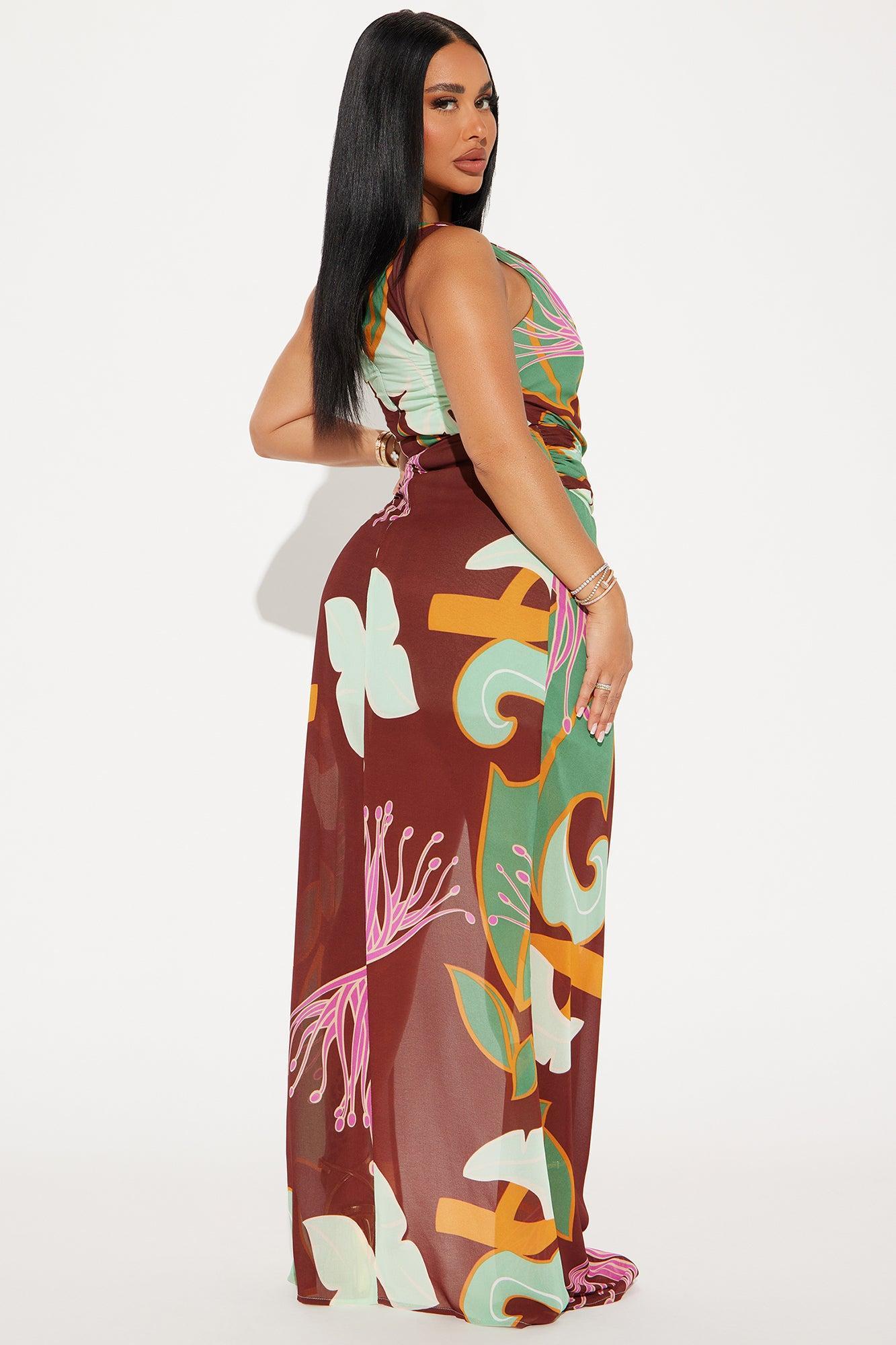 Living Tropical Maxi Dress - Chocolate/Combo Product Image
