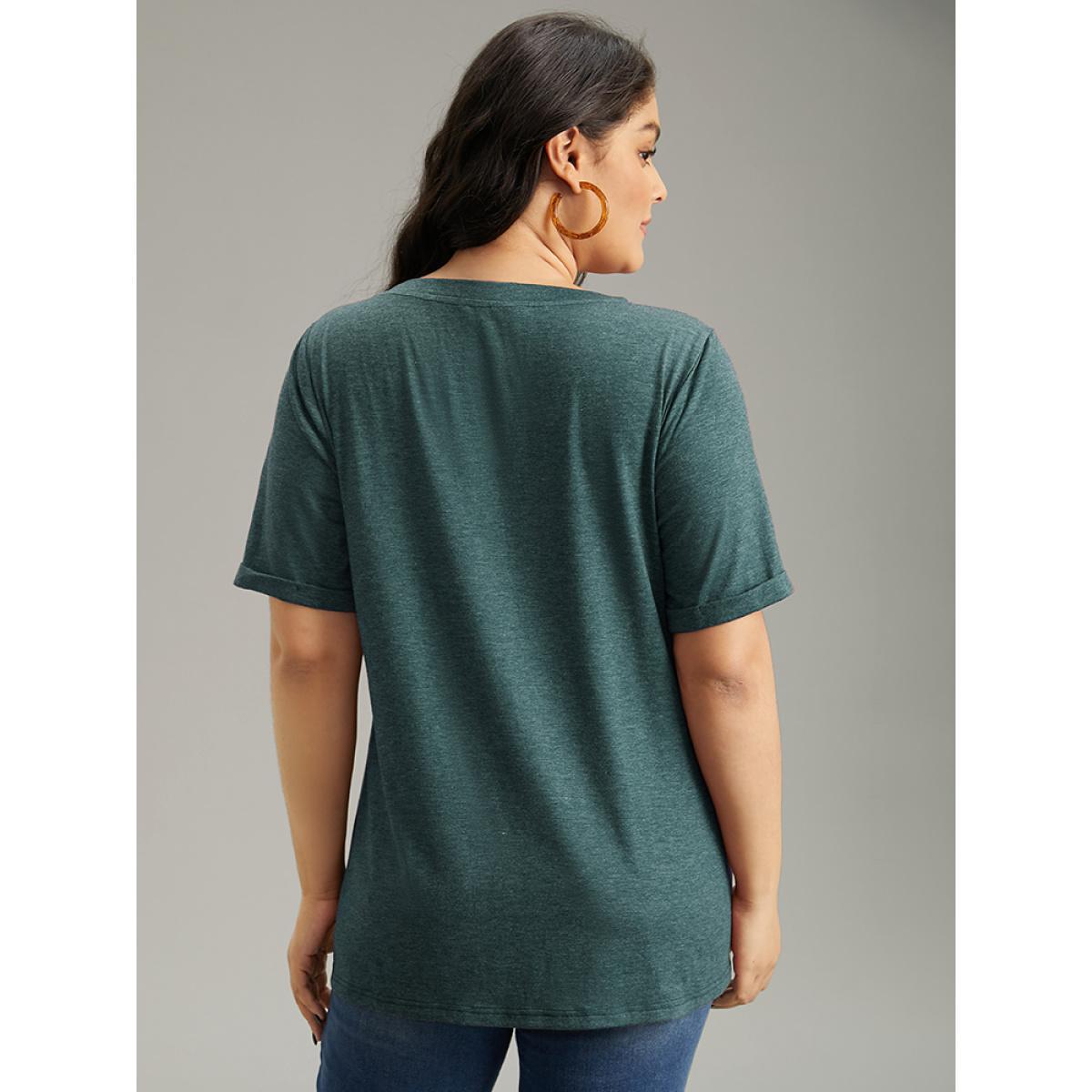 Plus Size Pumpkin Print Round Neck T-shirt Green Women Casual Printed Art&design Dailywear T-shirts BloomChic 22-24/3X Product Image
