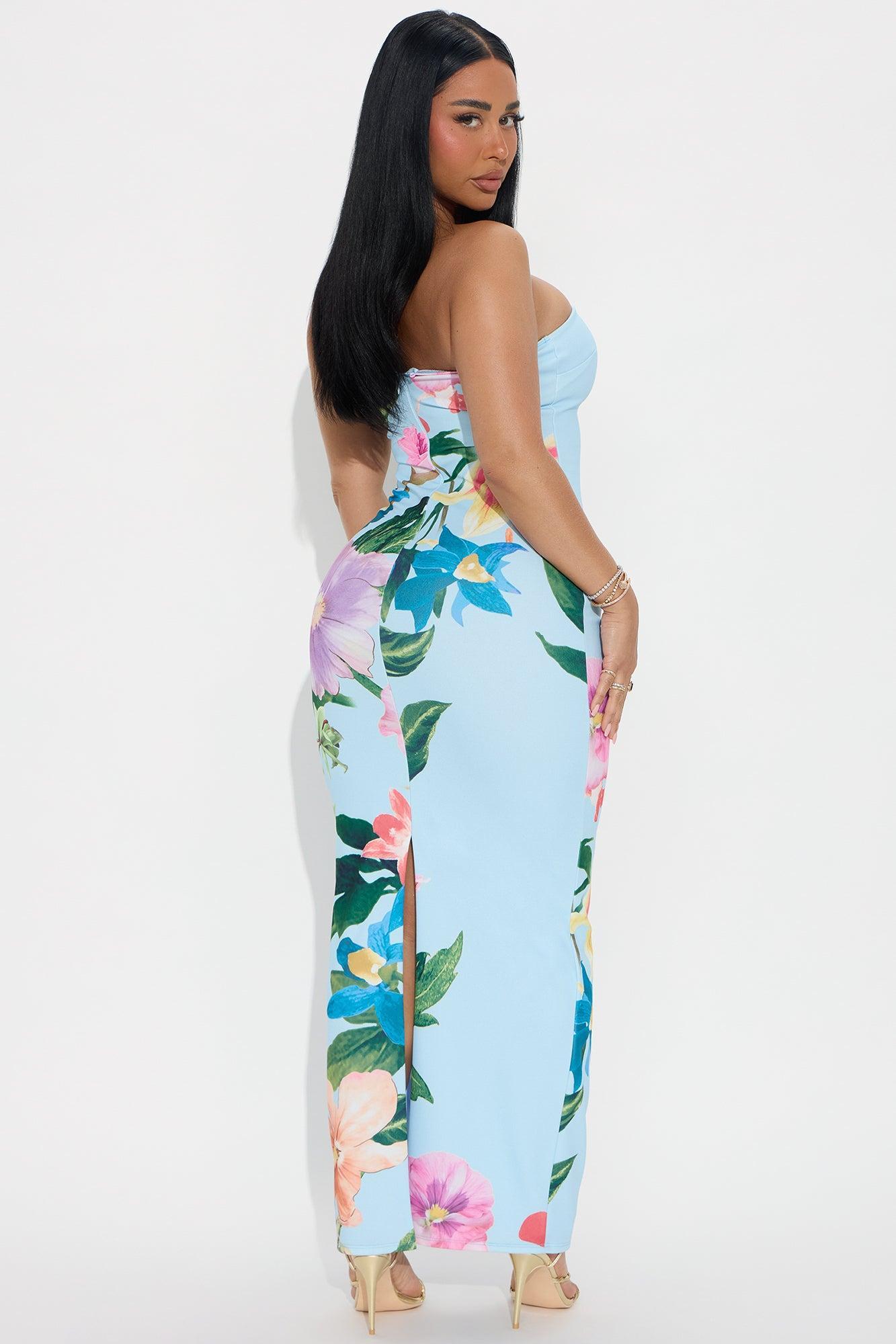 Pretty Petals Tube Maxi Dress - Blue/combo Product Image