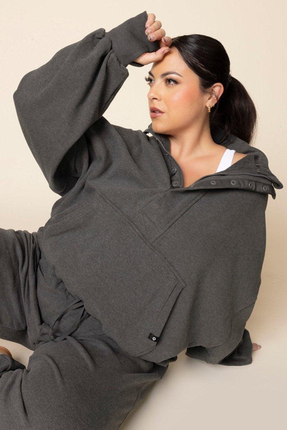Ooey Gooey Half Zip Sweater - Charcoal Heather Product Image
