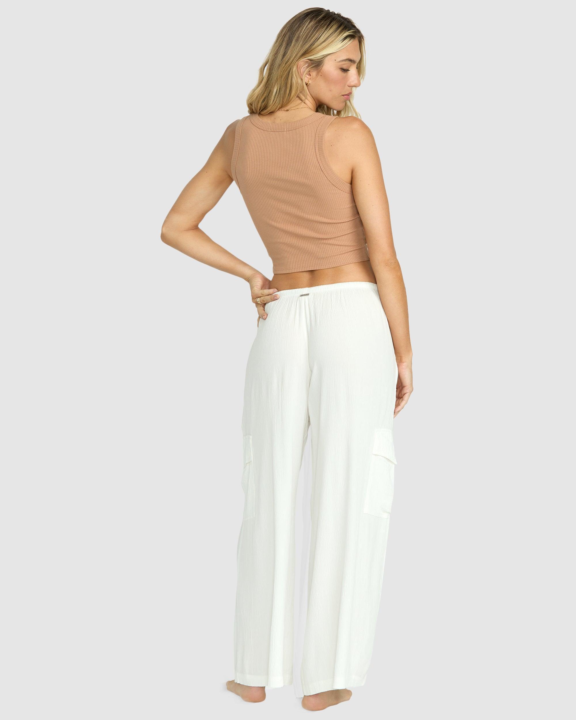 Beach Babe Cargo Elastic Waist Pants - Salt Crystal Female Product Image