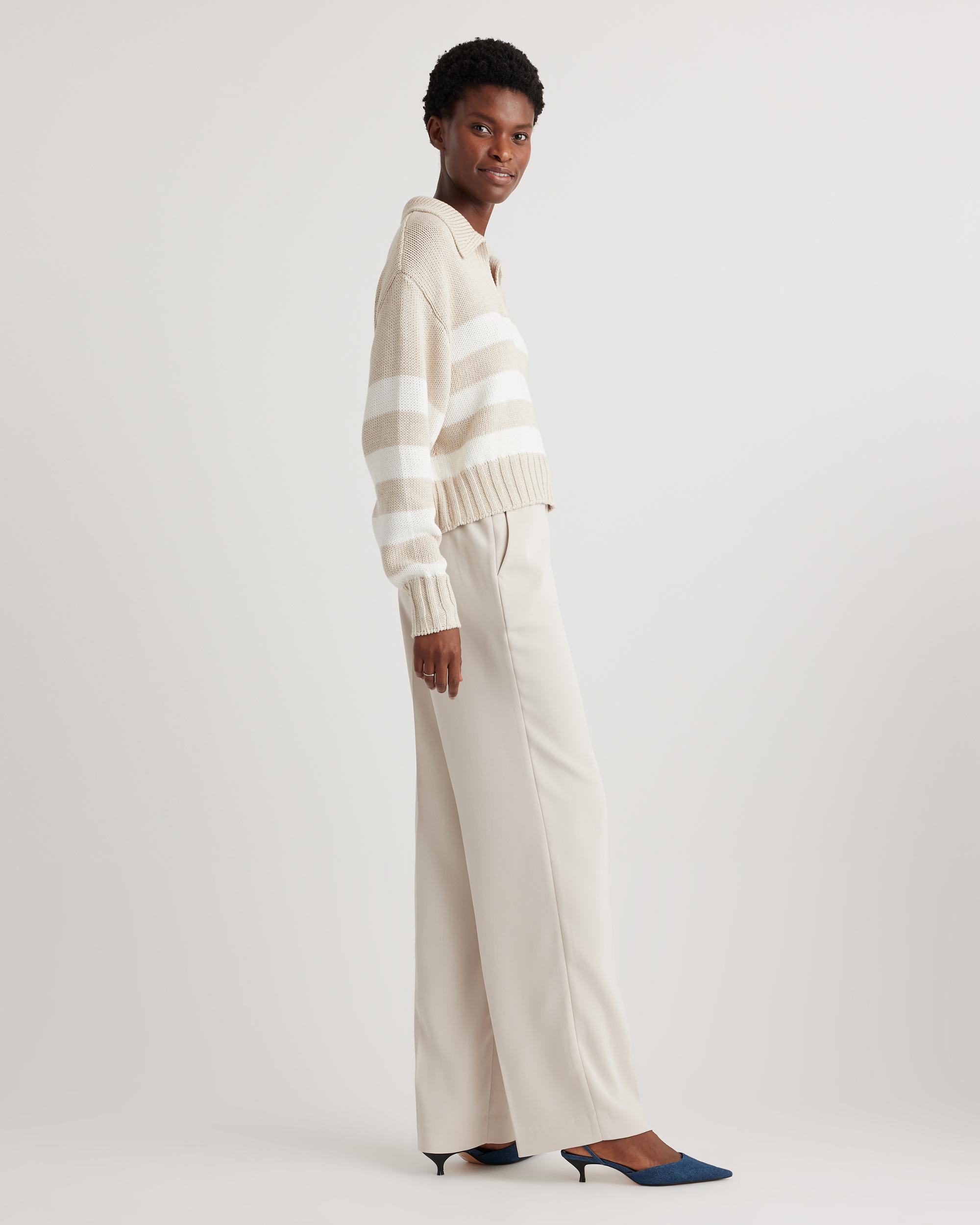 Quince | Women's 100% Organic Cropped Cotton Polo Sweater Organic Cotton Product Image