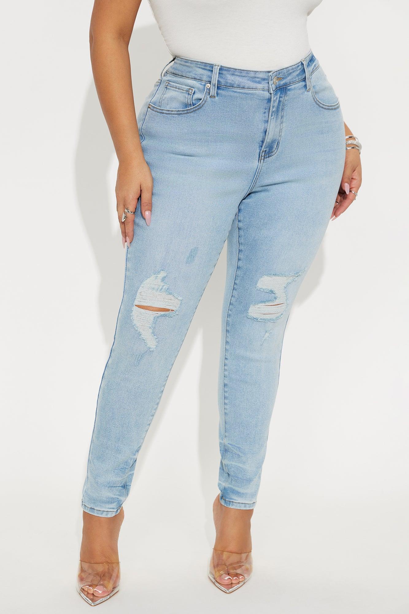 Kalisha Stretch Ripped Skinny Jeans - Light Wash Product Image