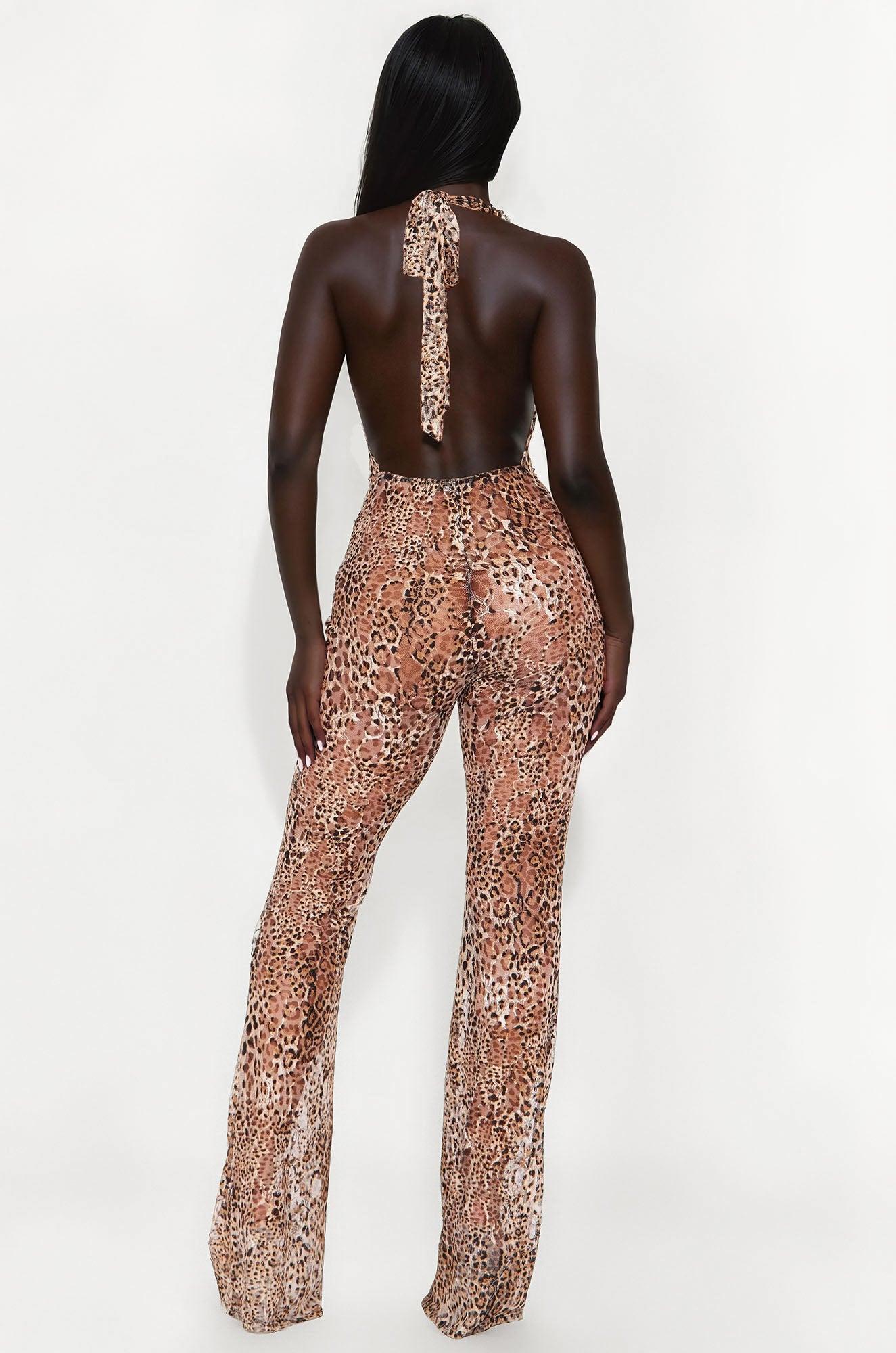Mya Backless Lace Jumpsuit - Leopard Product Image
