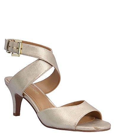 J. Renee Soncino Iridescent Leather Ankle Strap Dress Sandals Product Image