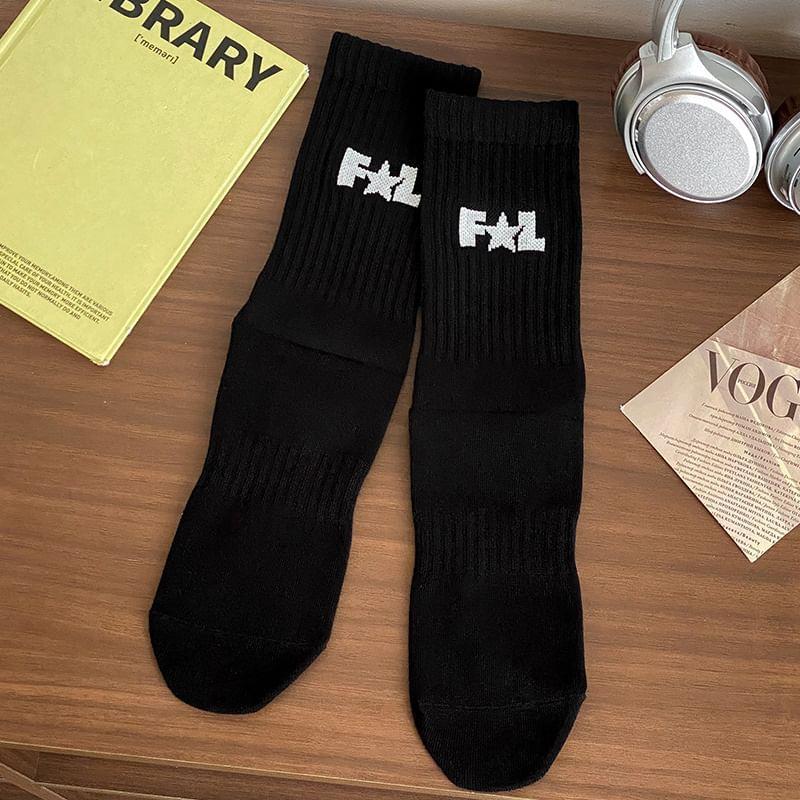Lettering Ribbed Socks / Set Product Image