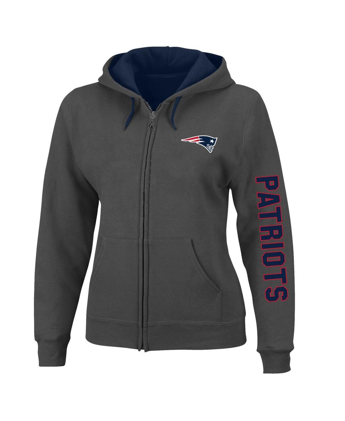 Women's Heather Charcoal New England Patriots Plus Size Fleece Full-Zip Hoodie Jacket, Size: 3XL Product Image