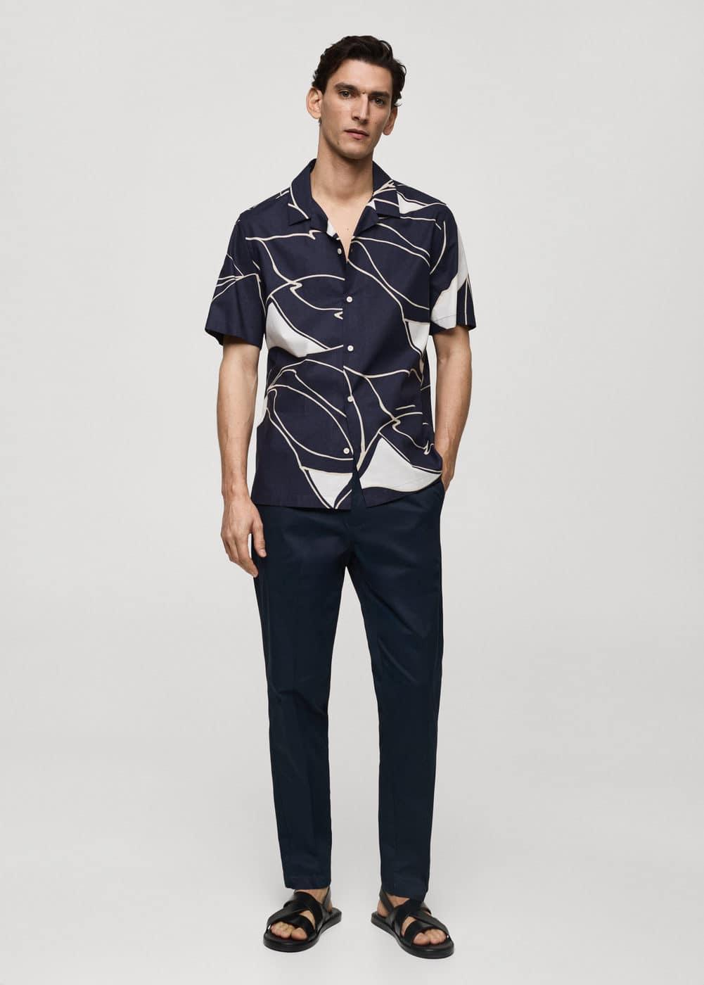 100% cotton printed shirt - Men | MANGO USA Product Image