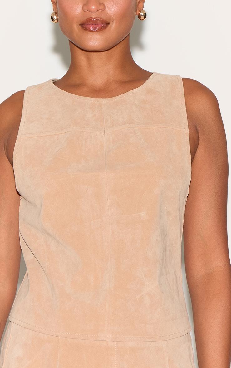 Stone Structured Faux Suede Sleeveless Shift Top Product Image