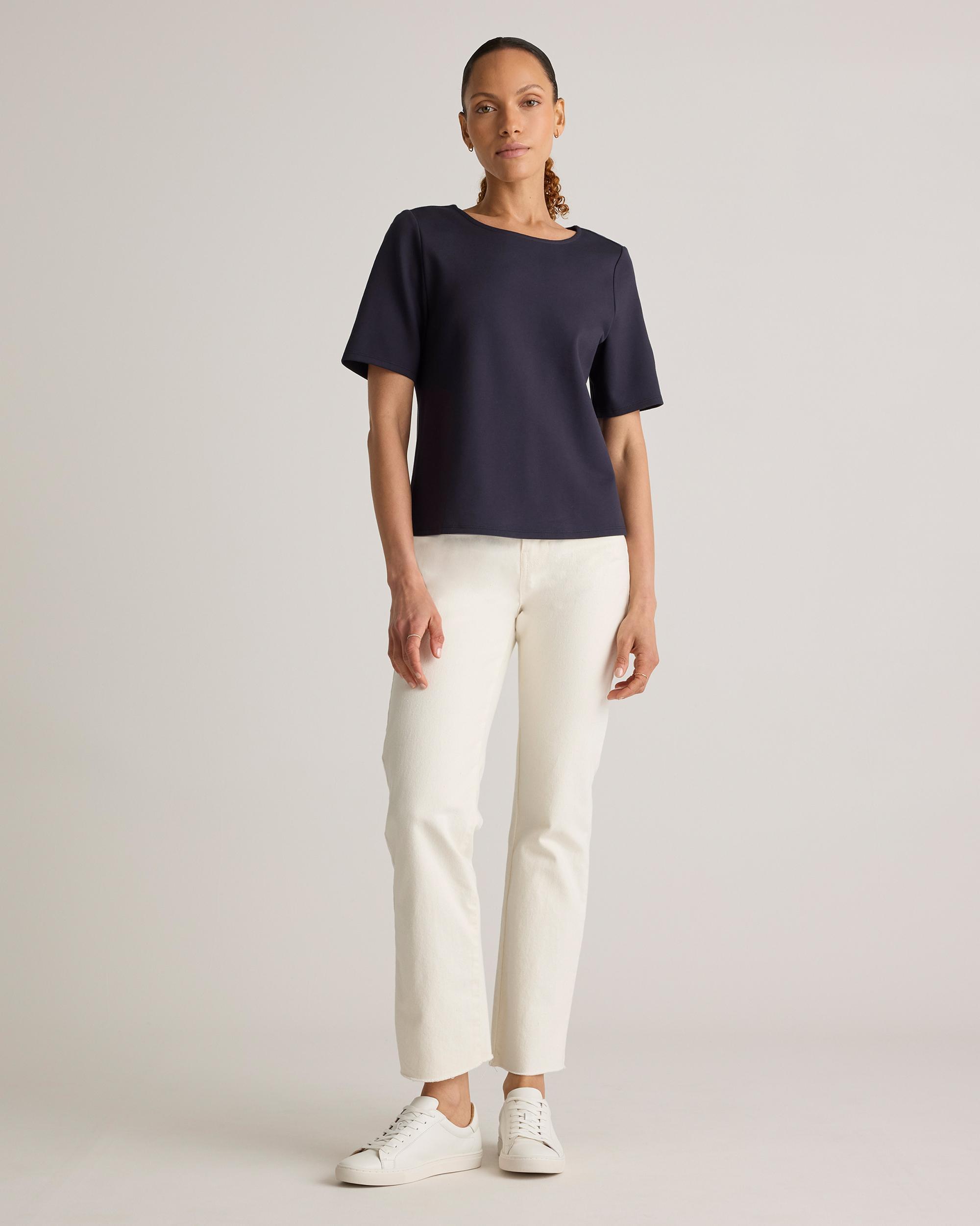 Quince | Women's Ultra-Stretch Ponte Short Sleeve Top Size XS, Rayon Product Image