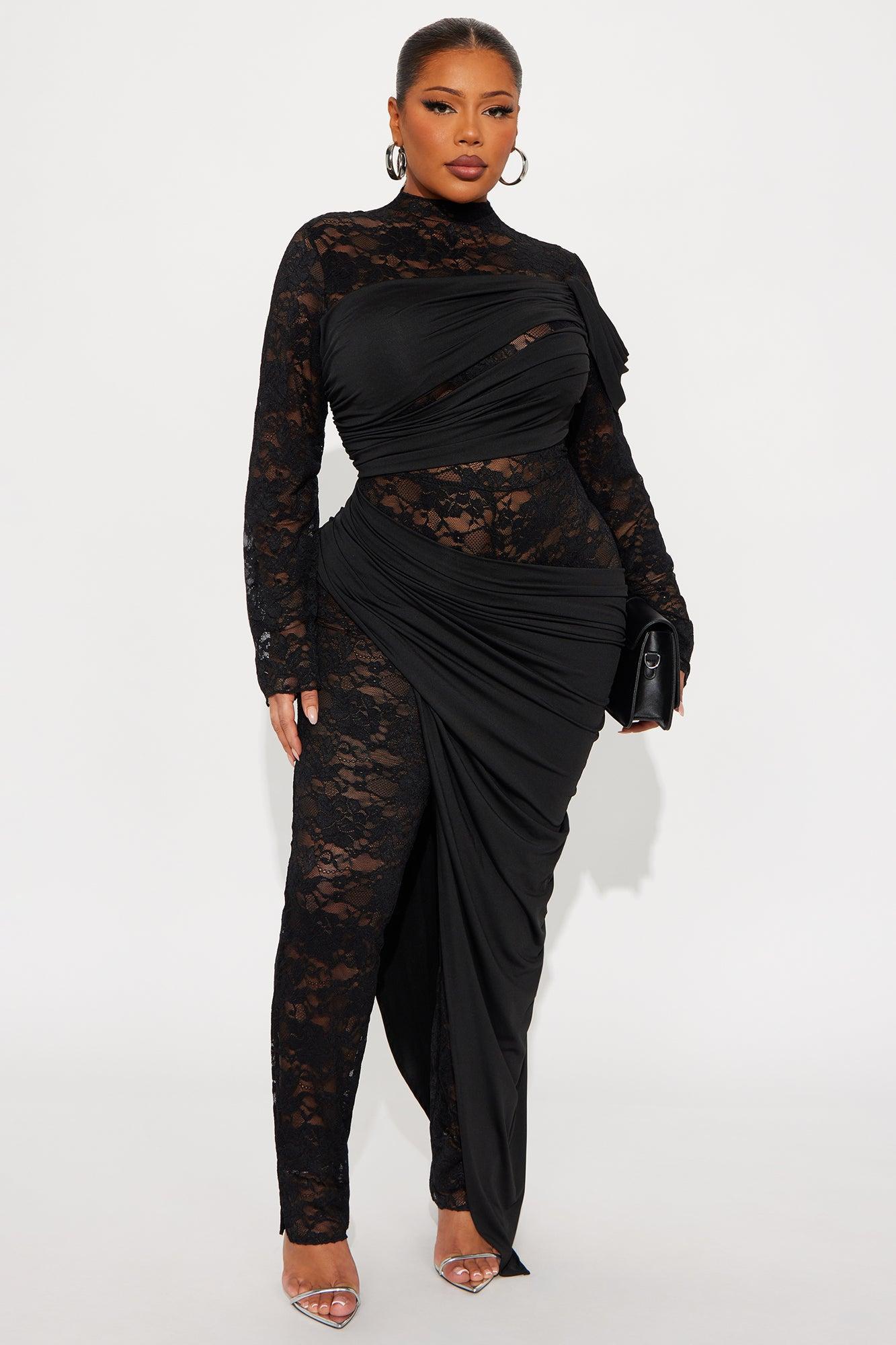 Claudette Lace Long Sleeve Jumpsuit - Black Product Image