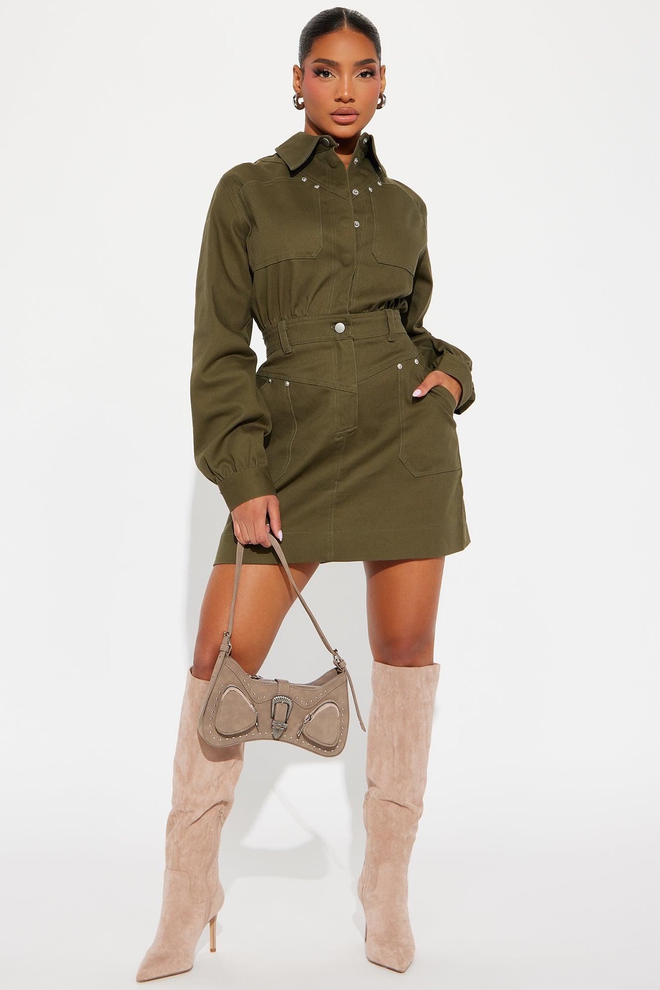 Jeanie Denim Mini Dress - Green Product Image