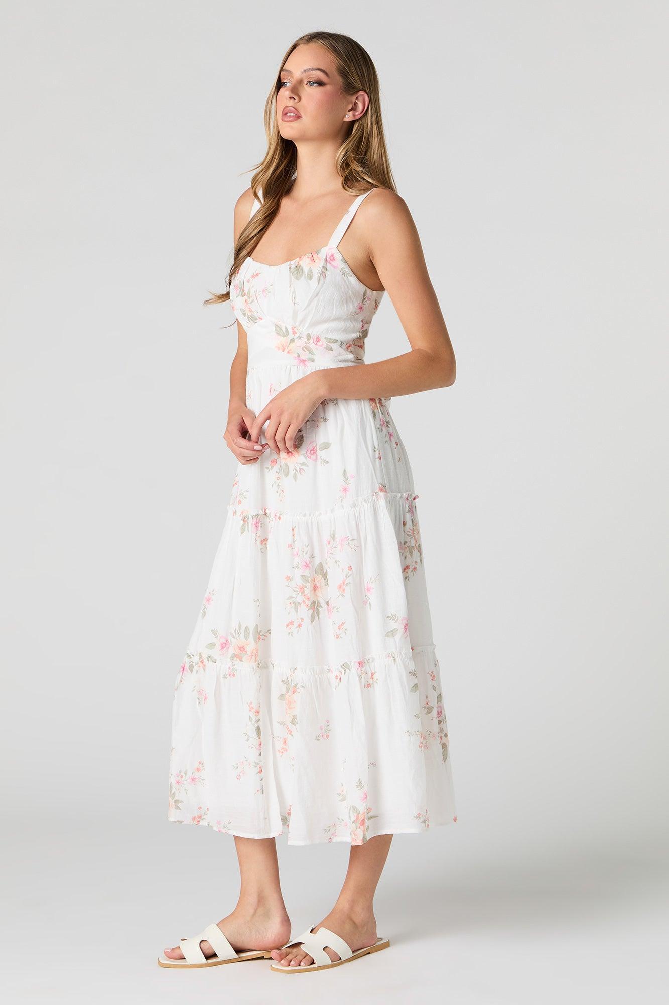 Tie Back Tiered Midi Dress Female Product Image