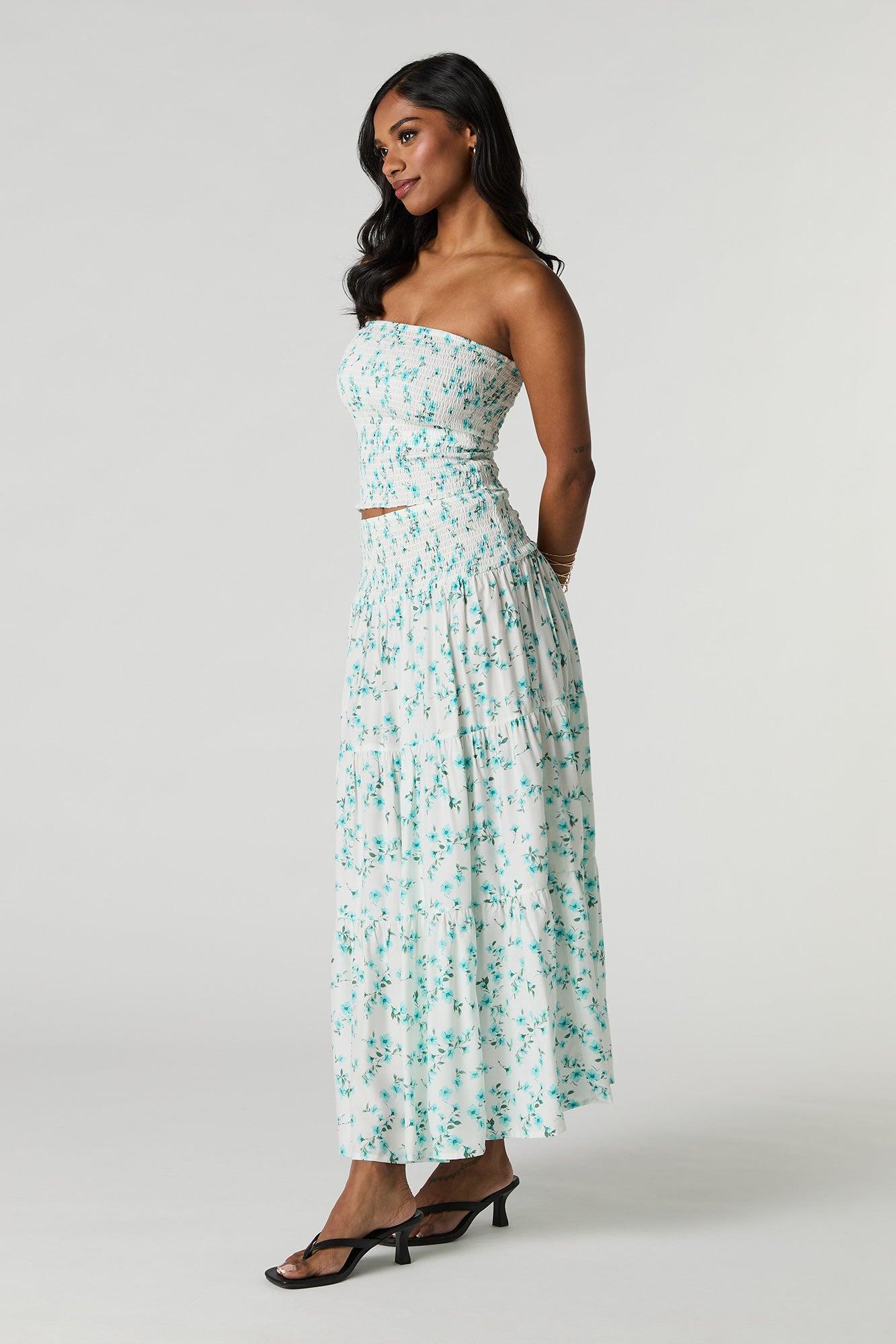 Floral Smocked Maxi Skirt Female Product Image