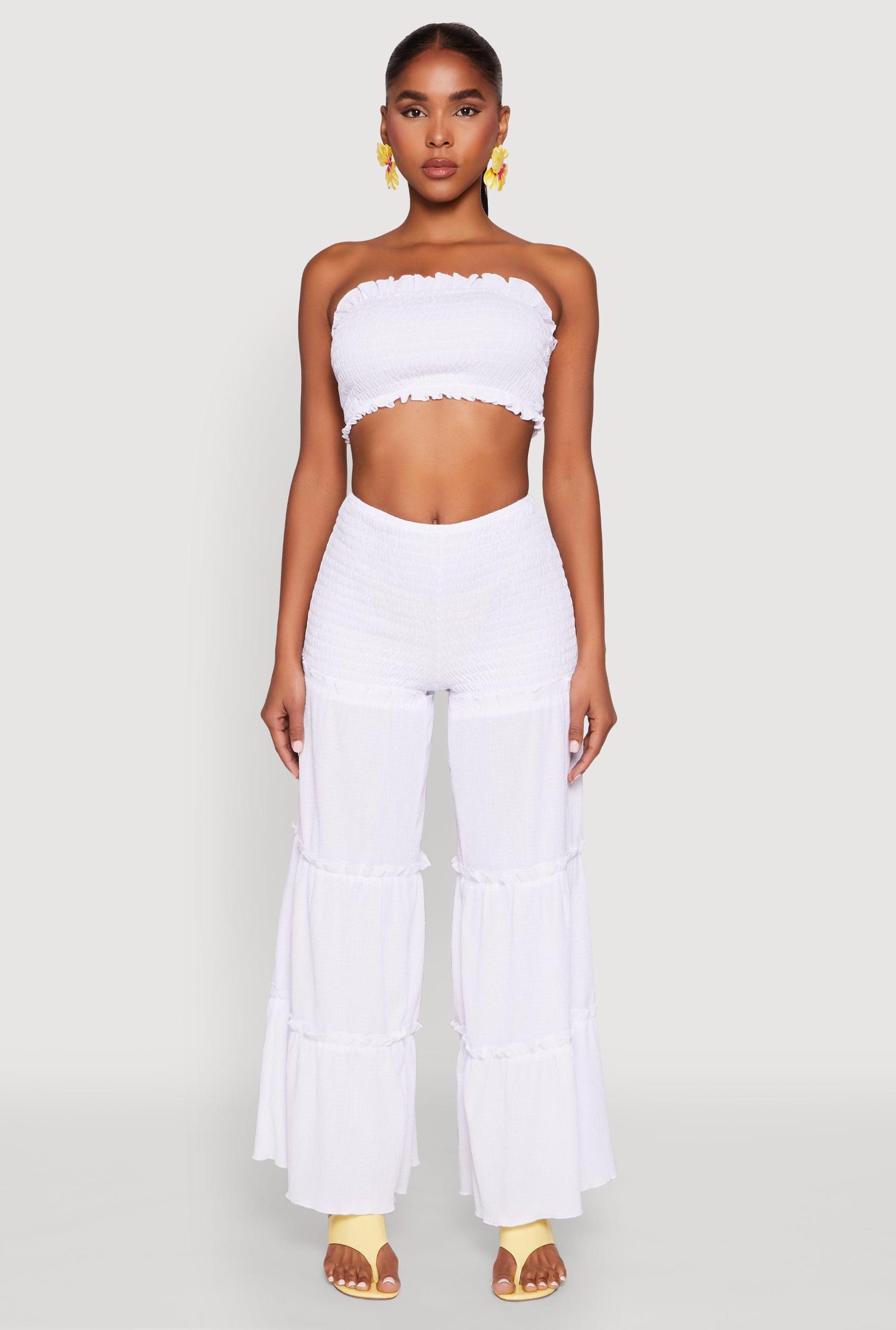 Womens Ruffle Hem Smocked Tube Top Product Image