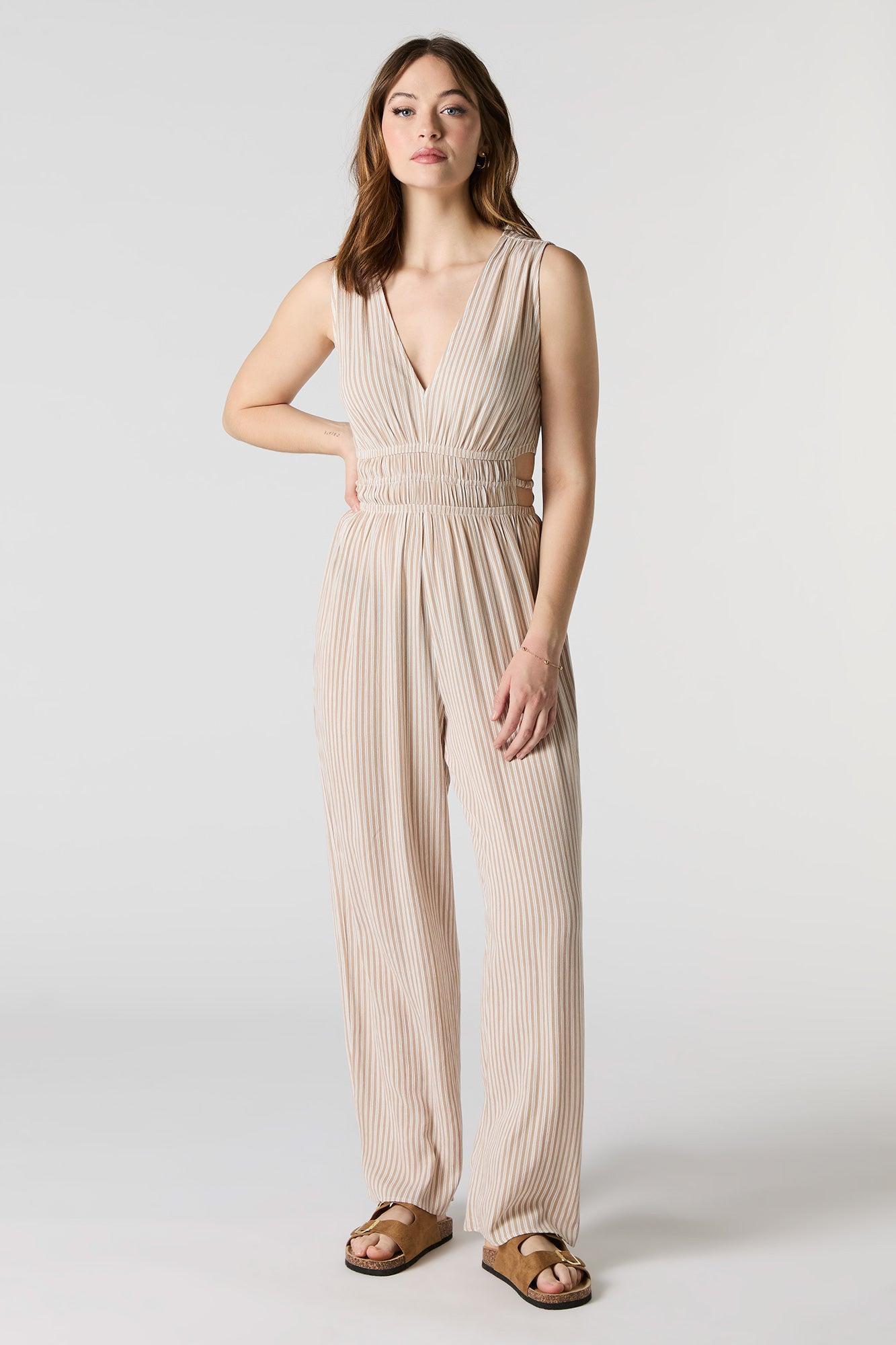 V-Neck Cut-Out Wide Leg Jumpsuit Female Product Image