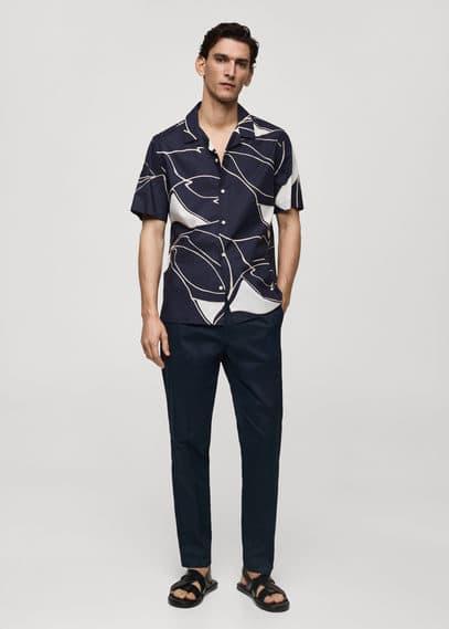 100% cotton printed shirt - Men | MANGO USA Product Image