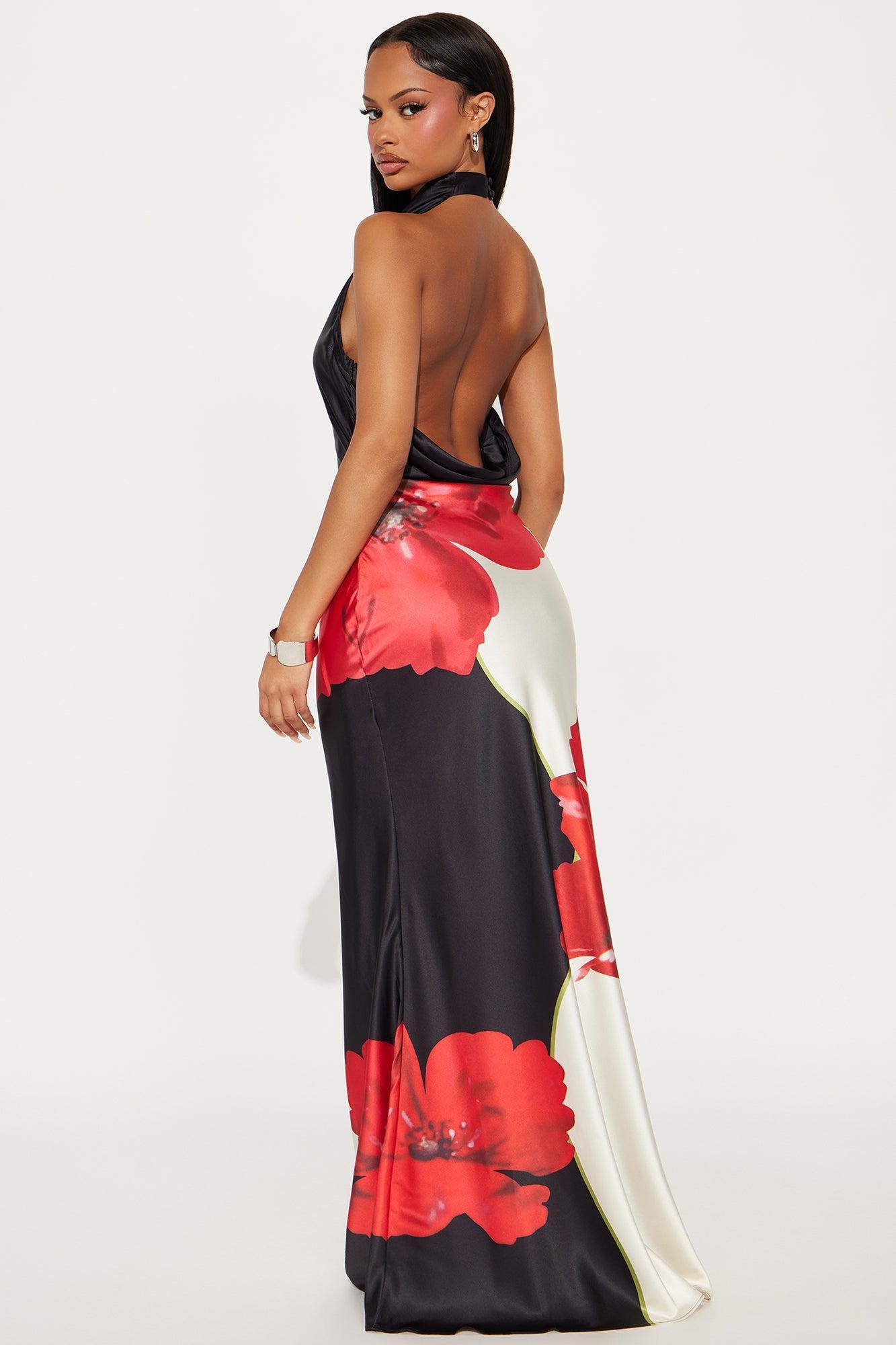 Bianca Backless Satin Maxi Dress - Black/combo Product Image