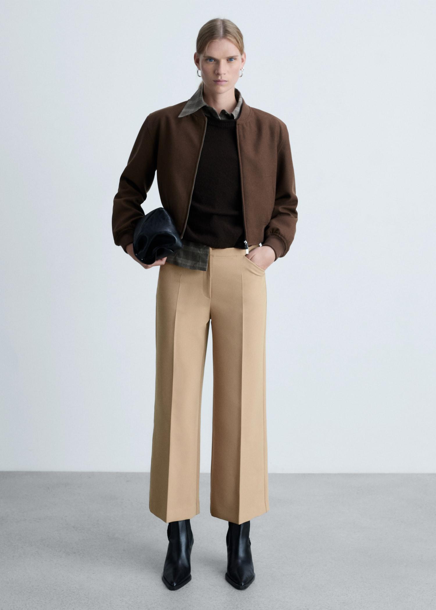 Wide-leg pleated pants - Women | MANGO USA Product Image