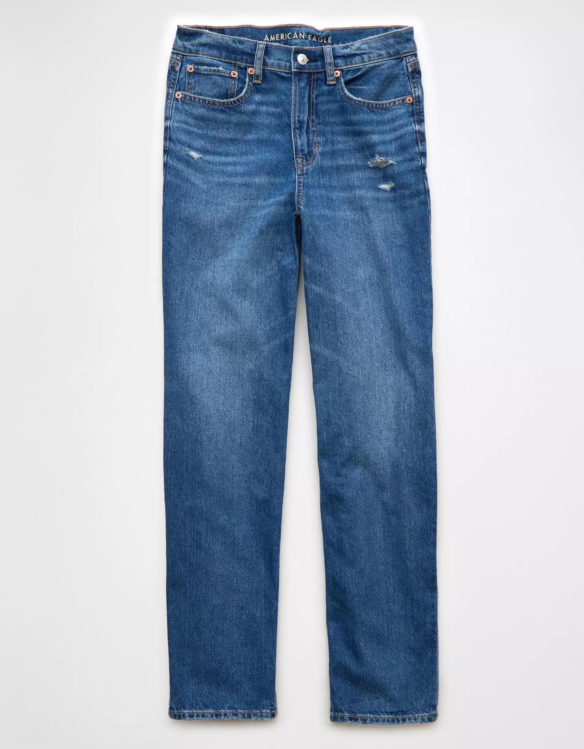 AE Strigid Super High-Waisted Baggy Straight Jean Product Image