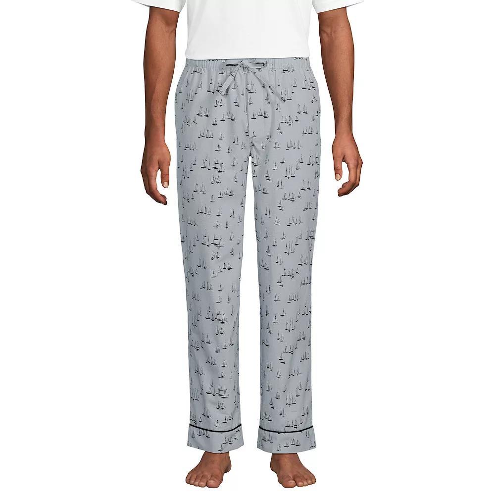 Men's Lands' End Essential Pajama Pants, Size: Medium, Gray Mist Sails Product Image