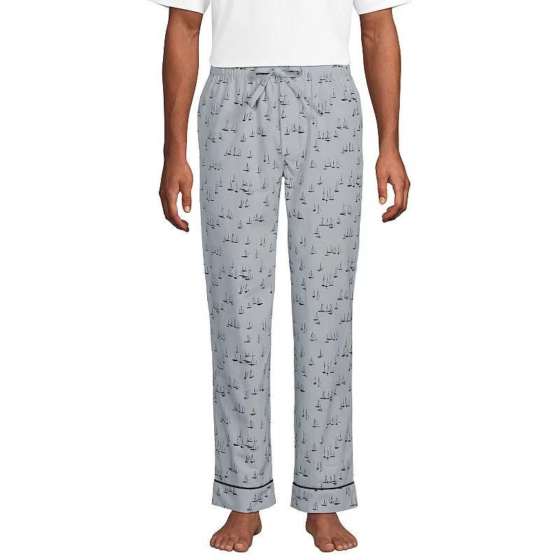 Men's Lands' End Essential Pajama Pants, Size: Medium, Gray Mist Sails Product Image