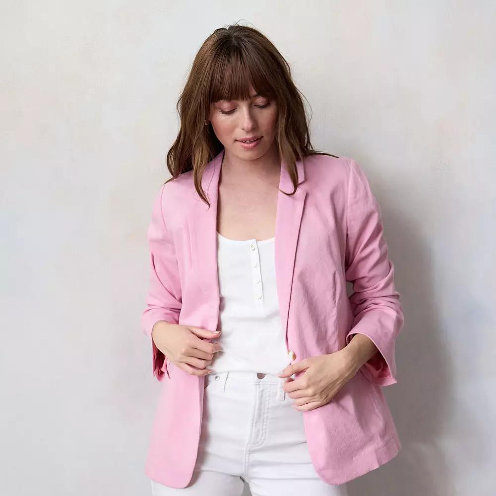 Women's LC Lauren Conrad Notch Collar Blazer, Size: Large, Pasadena Pink Product Image