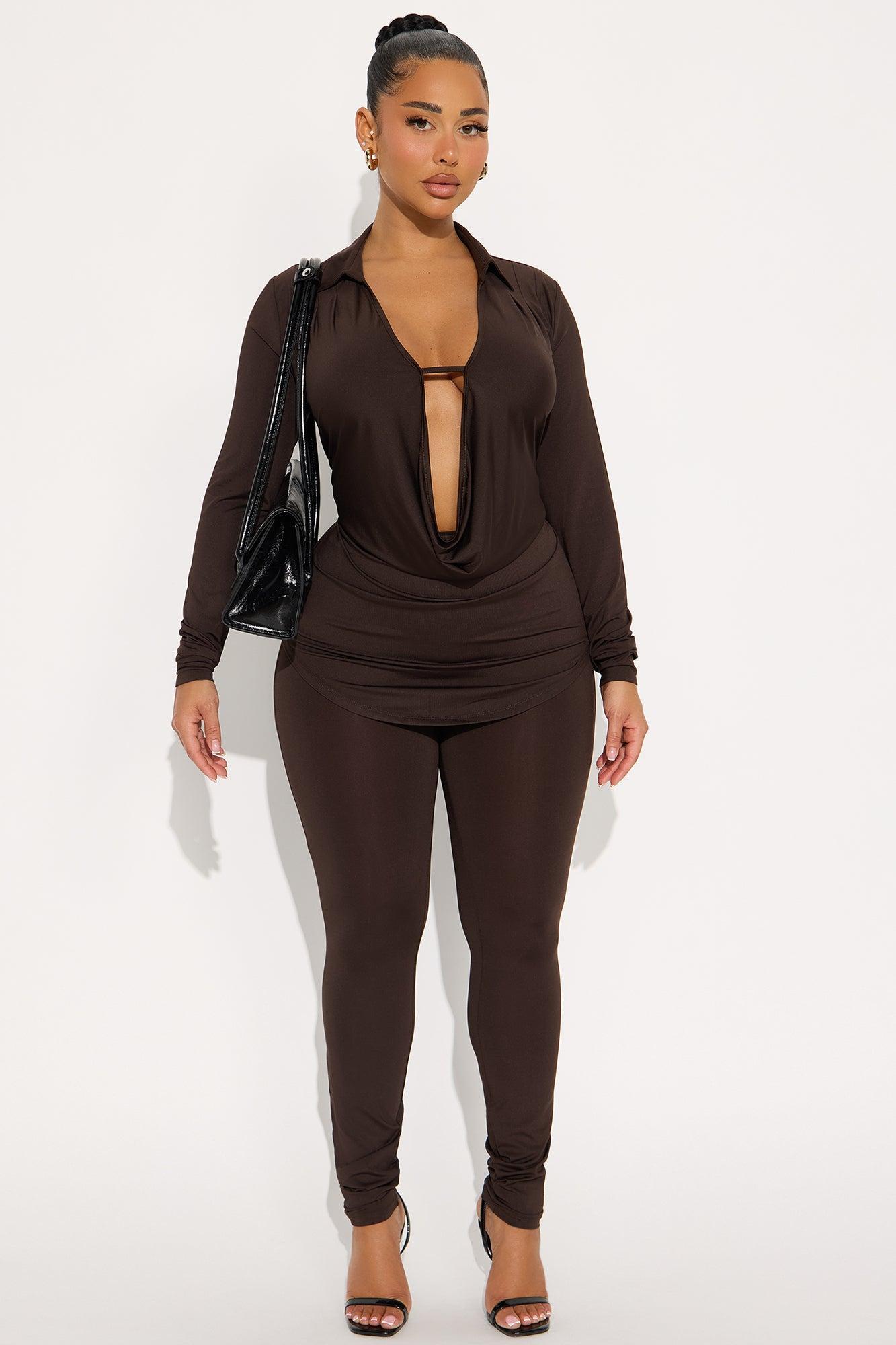 Monique Cowl Neck Legging Set - Chocolate Product Image