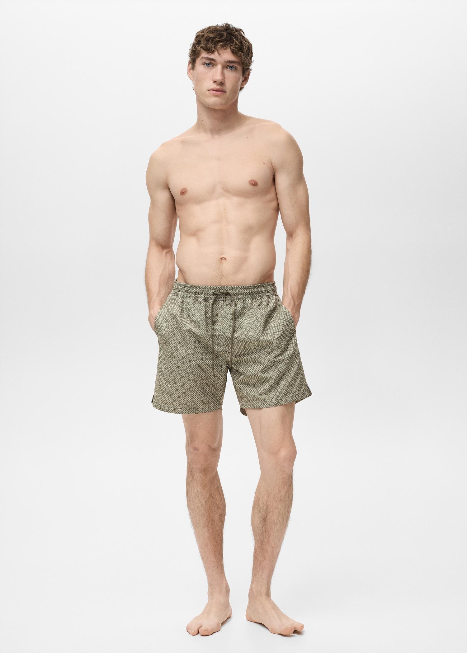 Geometric-print swimsuit - Men | MANGO USA Product Image