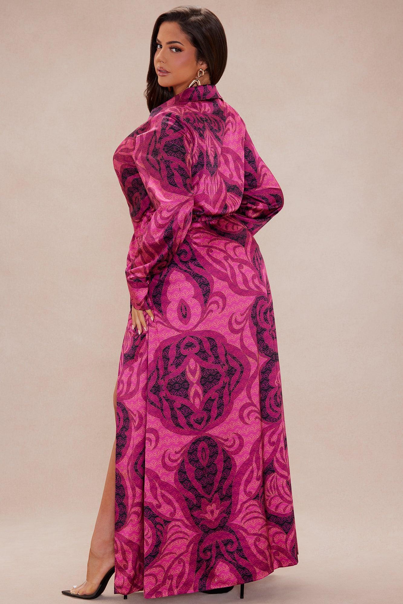Resort Satin Maxi Dress - Pink/combo Product Image